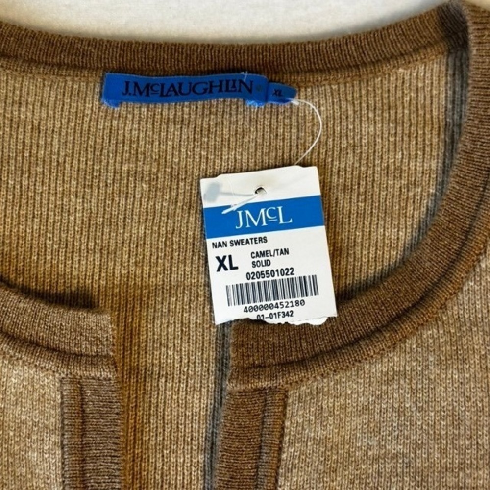 J McLaughlin Nan Wool Cashmere‎ long Cardigan Sweater Women XL Tan Brown pockets - Picture 11 of 14